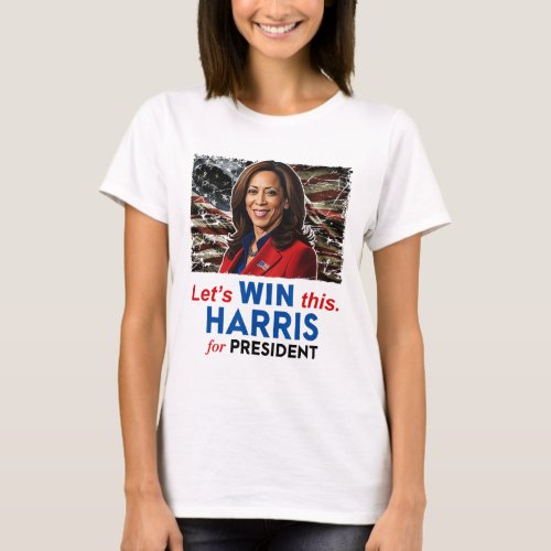 Win This Harris For President Kamala Harris 2024 V T_Shirt