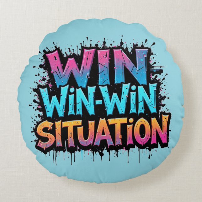 WIN-WIN Situation Round Pillow (Front)