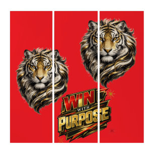 Win with purpose lion art Triptych