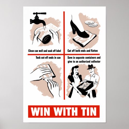 Win With Tin __ WWII Propaganda Poster