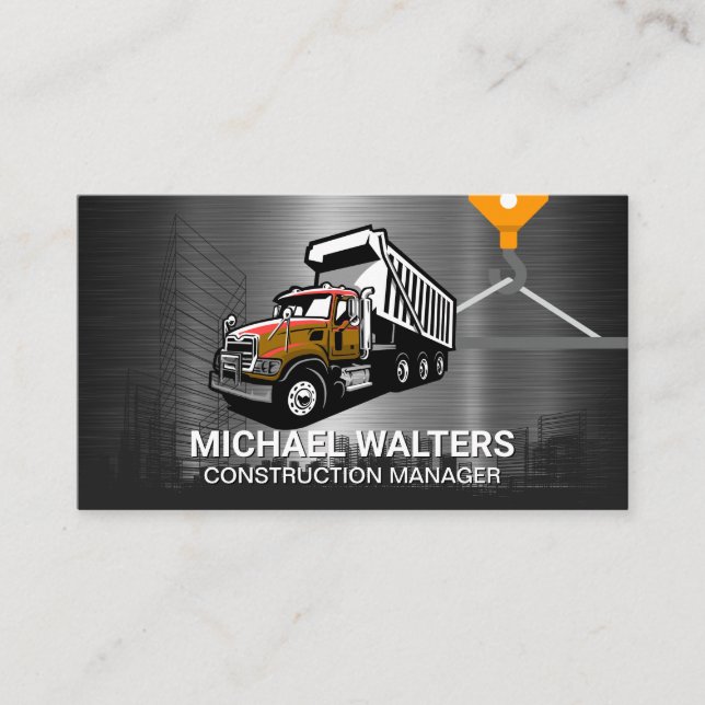 Winch Crane Construction | Construction Truck Business Card (Front)