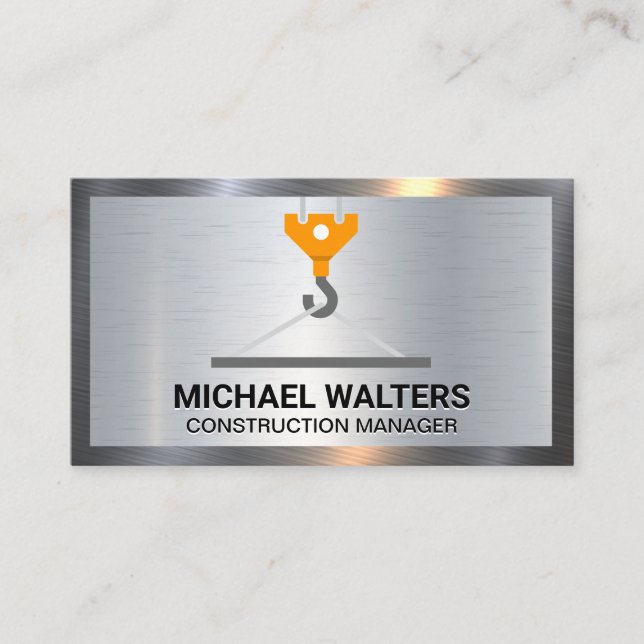 Winch Crane Construction | Metallic Business Card (Front)