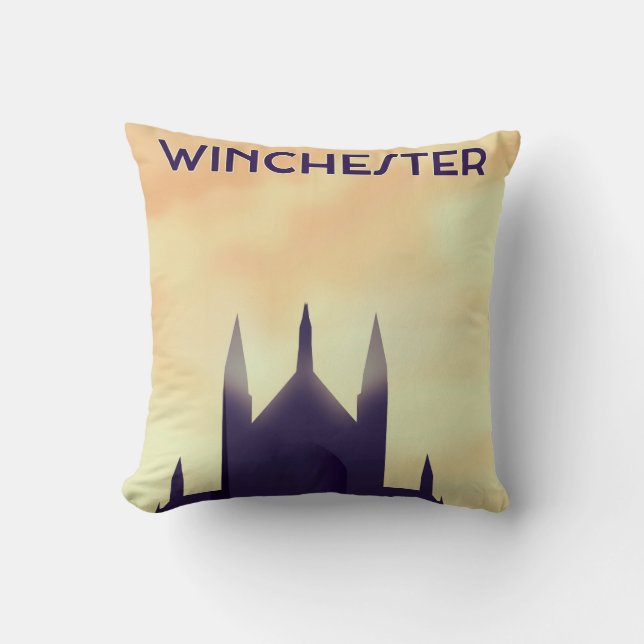 Winchester Cathedral travel poster poster print Throw Pillow (Front)