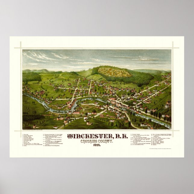 Winchester, NH Panoramic Map - 1887 Poster (Front)