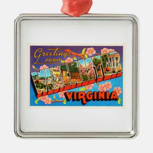 Winchester Virginia VA Old Vintage Travel Postcard Metal Ornament