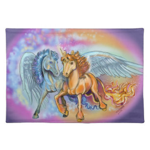 Wind and Flame, Pegasus and Unicorn Cloth Placemat