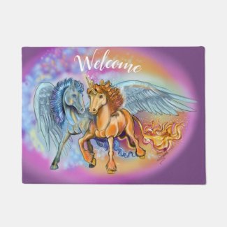 Wind and Flame, Pegasus and Unicorn Doormat
