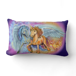 Wind and Flame, Pegasus and Unicorn Lumbar Pillow