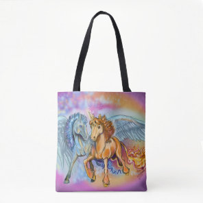 Wind and Flame, Pegasus and Unicorn Tote Bag