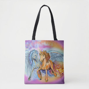 Wind and Flame, Pegasus and Unicorn Tote Bag