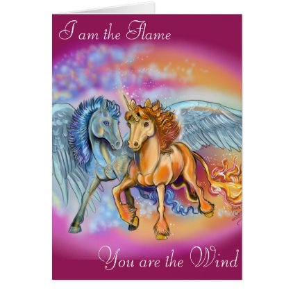 Wind and Flame Romantic Unicorn Pegasus Card