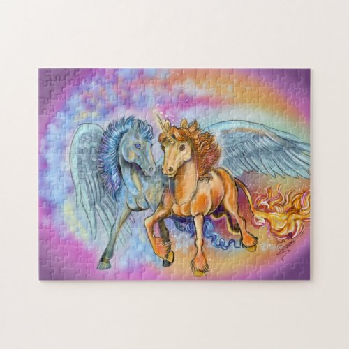 Wind and Flame unicorn pegasuspuzzle Jigsaw Puzzle
