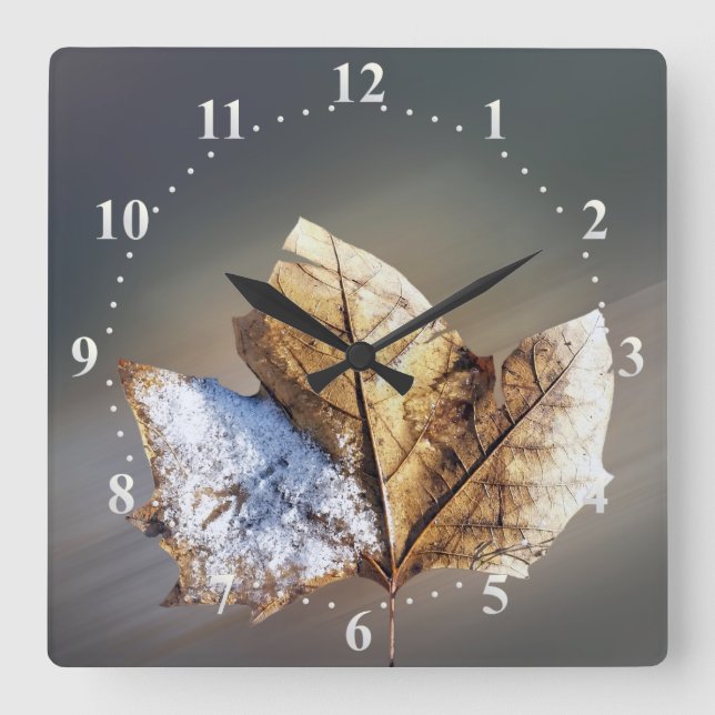 wind and snow square wall clock (Front)