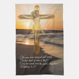 Wind And Waves Obey Him Kitchen Towel