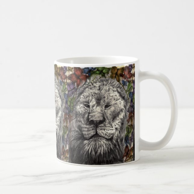 Wind Beneath My Wings Lion Butterflies Animal Art Coffee Mug (Right)