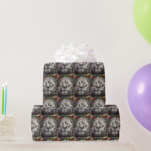 Wind Beneath My Wings Lion Butterflies Animal Art Wrapping Paper (Party Gifts)