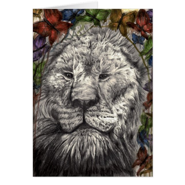 Wind Beneath My Wings Lion Butterfly Animal Card (Front)