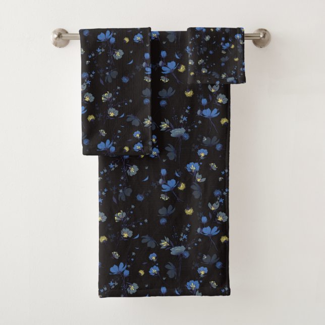 Wind Blown Floral Pattern Bath Towel Set (Insitu)