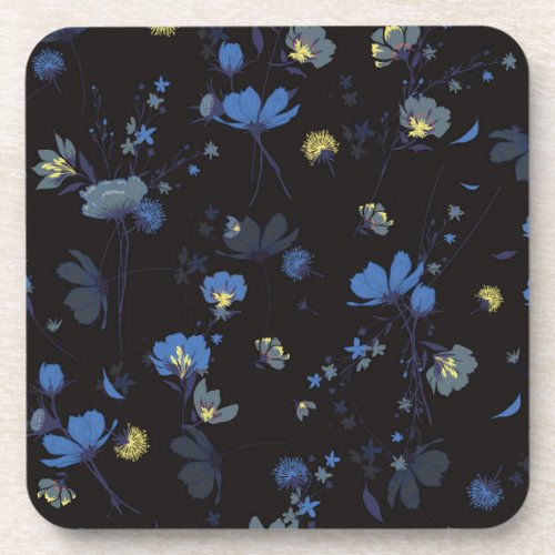 Wind Blown Floral Pattern Beverage Coaster