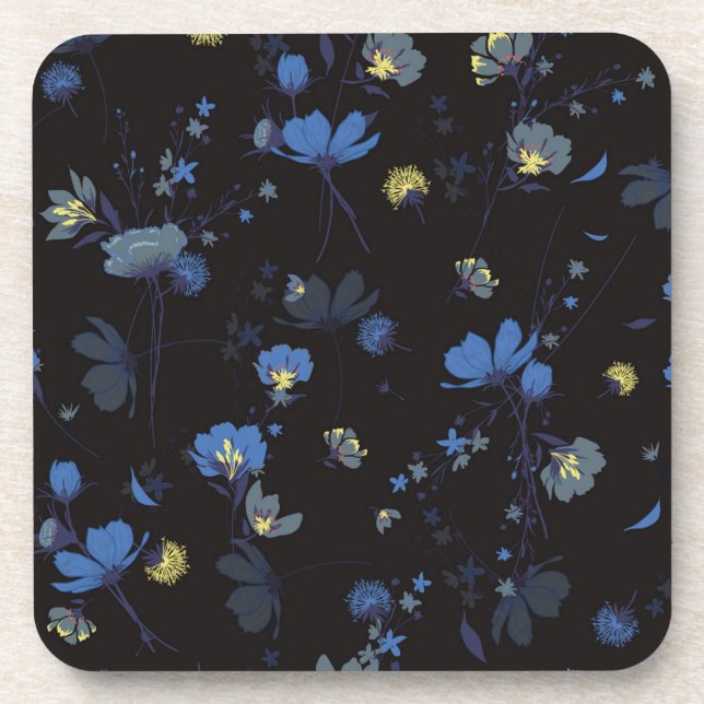 Wind Blown Floral Pattern Beverage Coaster (Front)