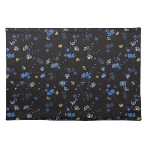 Wind Blown Floral Pattern Cloth Placemat