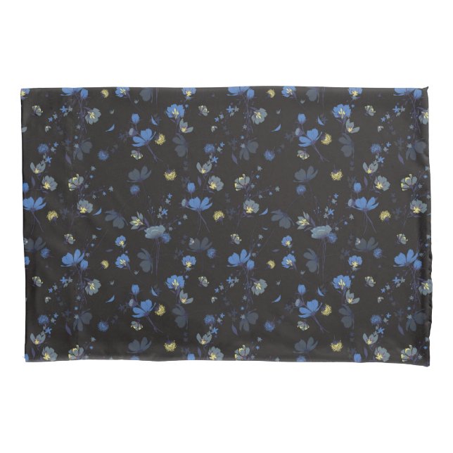 Wind Blown Floral Pattern Pillow Case (Front-Left)