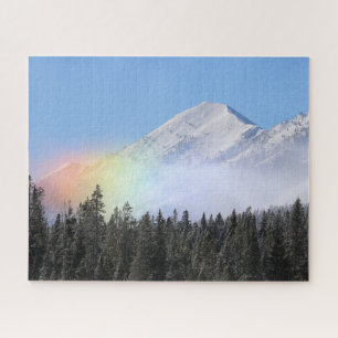 Wind Blown Mountain Snow Rainbow Jigsaw Puzzle