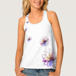 Wind Blown Splatter Lotus flower Tank Top