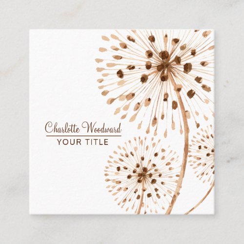 Wind Blown Watercolor Floral Square Business Card