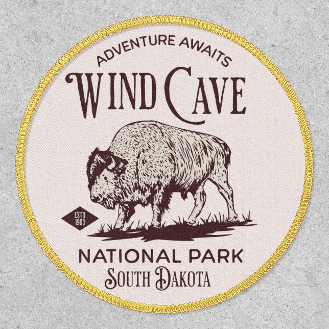 Wind Cave National Park - Bison Art Design Patch (Front)