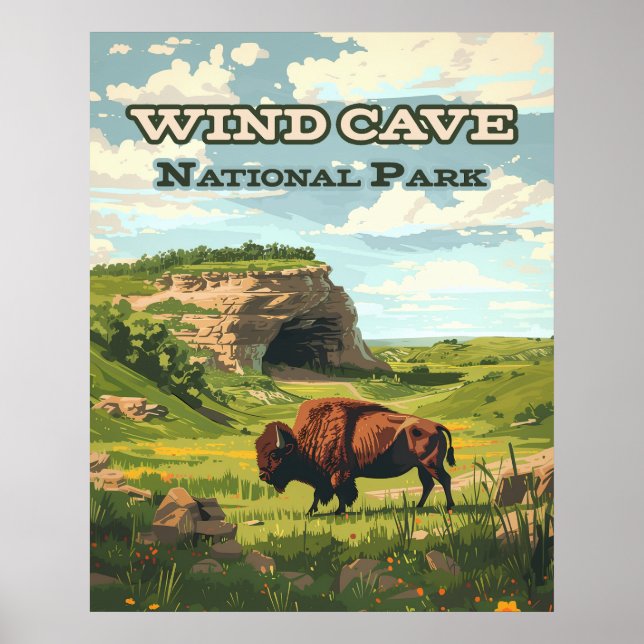 Wind Cave National Park Bison South Dakota Poster (Front)