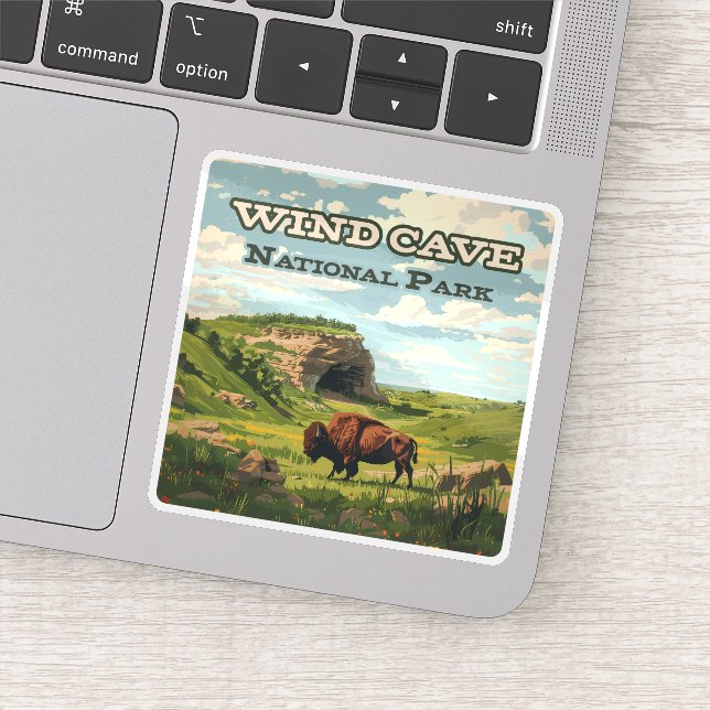 Wind Cave National Park Bison South Dakota Sticker (Detail)