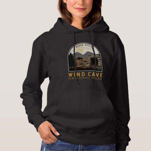 Wind Cave National Park Black Hills Vintage Emblem Hoodie