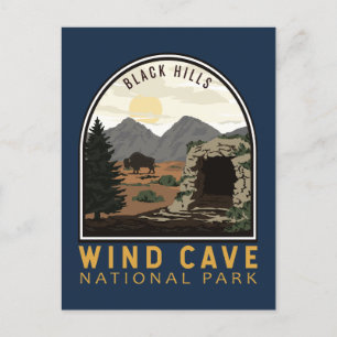 Wind Cave National Park Black Hills Vintage Emblem Postcard