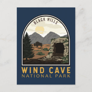 Wind Cave National Park Black Hills Vintage Emblem Postcard