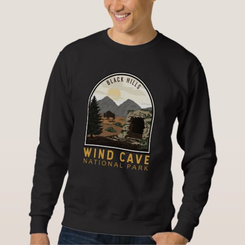Wind Cave National Park Black Hills Vintage Emblem Sweatshirt