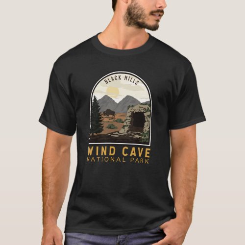 Wind Cave National Park Black Hills Vintage Emblem T_Shirt