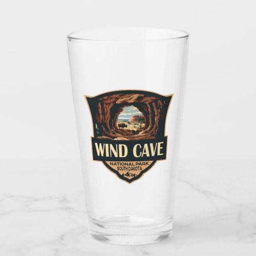Wind Cave National Park Illustration Retro Badge Glass