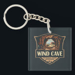 Wind Cave National Park Illustration Retro Badge Keychain<br><div class="desc">Wind Cave vector artwork design. The cave is recognized as the densest cave system in the world.</div>