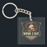 Wind Cave National Park Illustration Retro Badge Keychain<br><div class="desc">Wind Cave vector artwork design. The cave is recognized as the densest cave system in the world.</div>