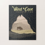 Wind Cave National Park Illustration Travel Art Jigsaw Puzzle<br><div class="desc">Wind Cave vector artwork design. The cave is recognized as the densest cave system in the world.</div>