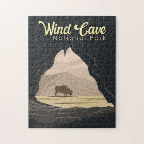 Wind Cave National Park Illustration Travel Art Jigsaw Puzzle