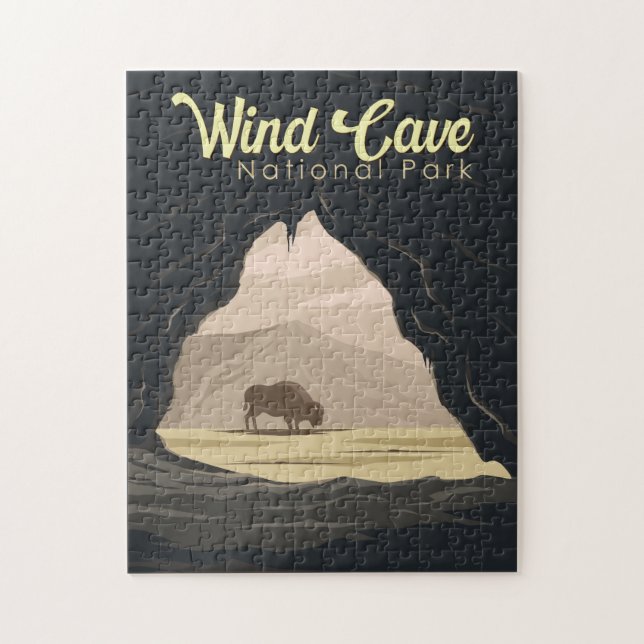 Wind Cave National Park Illustration Travel Art Jigsaw Puzzle (Vertical)