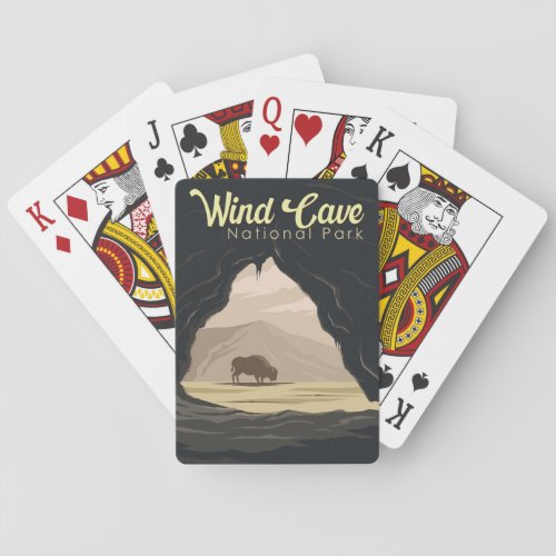 Wind Cave National Park Illustration Travel Art Poker Cards