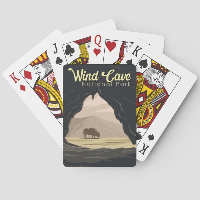 Wind Cave National Park Illustration Travel Art Poker Cards (Back)