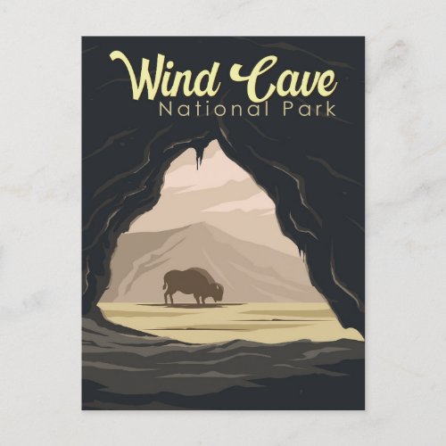 Wind Cave National Park Illustration Travel Art Postcard