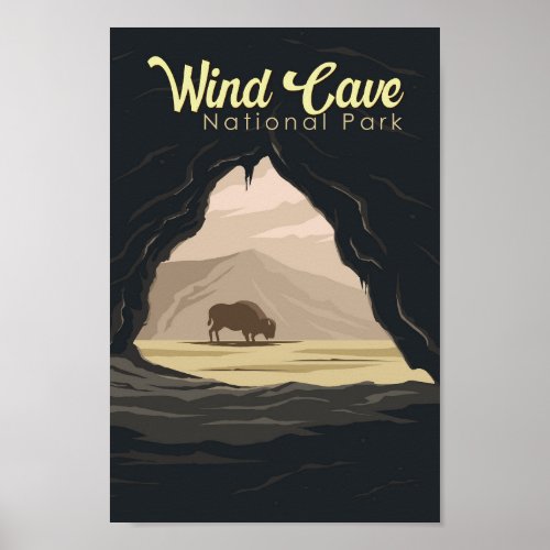 Wind Cave National Park Illustration Travel Art Poster