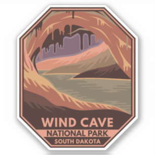 Wind Cave National Park Minimal Retro Emblem Sticker