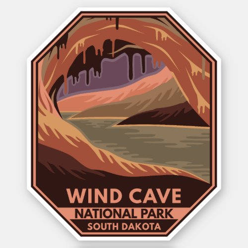 Wind Cave National Park Minimal Retro Emblem Sticker
