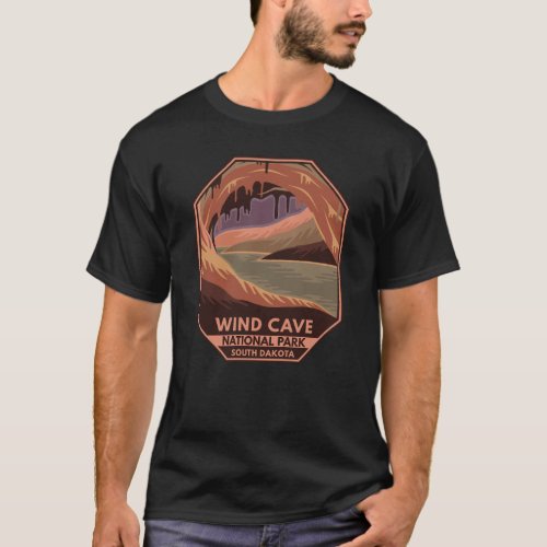 Wind Cave National Park Minimal Retro Emblem T_Shirt